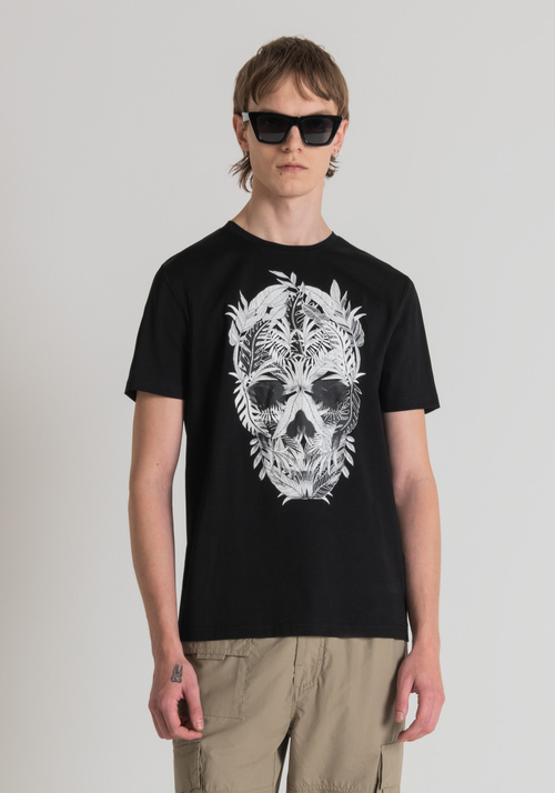 T-SHIRT SLIM FIT EN PUR COTON AVEC IMPRIMÉ TÊTE DE MORT - T-shirts et polos | Antony Morato Online Shop