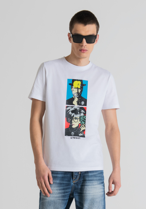 T-SHIRT SLIM FIT EN PUR COTON AVEC IMPRIMÉ TVBOY - T-shirts et polos | Antony Morato Online Shop