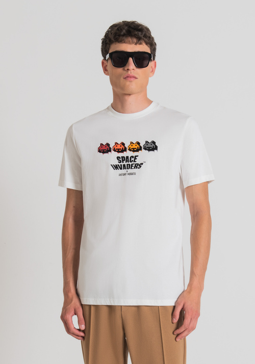 REGULAR FIT T-SHIRT IN 100% COTTON WITH SPACE INVADERS PRINT - Men's T-shirts & Polo | Antony Morato Online Shop