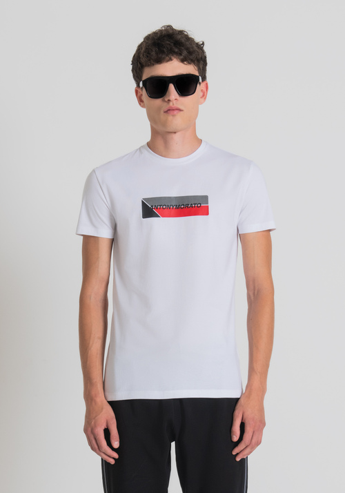 SUPER SLIM FIT T-SHIRT IN STRETCH COTTON WITH FRONT PRINT - Men's T-shirts & Polo | Antony Morato Online Shop