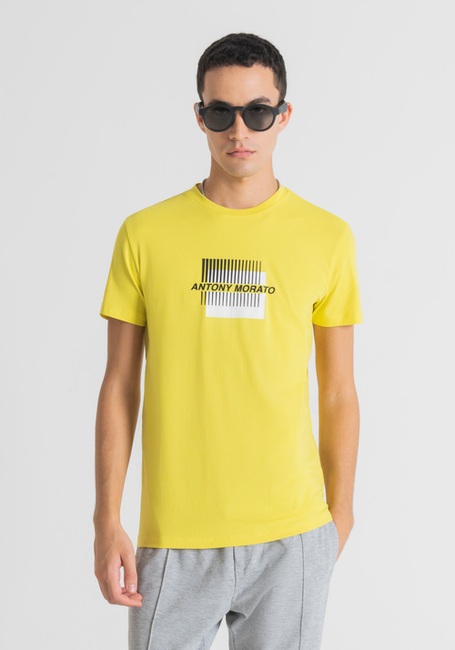 SUPER SLIM FIT T-SHIRT IN STRETCH COTTON WITH CONTRASTING LOGO - T-shirts and Polo | Antony Morato Online Shop