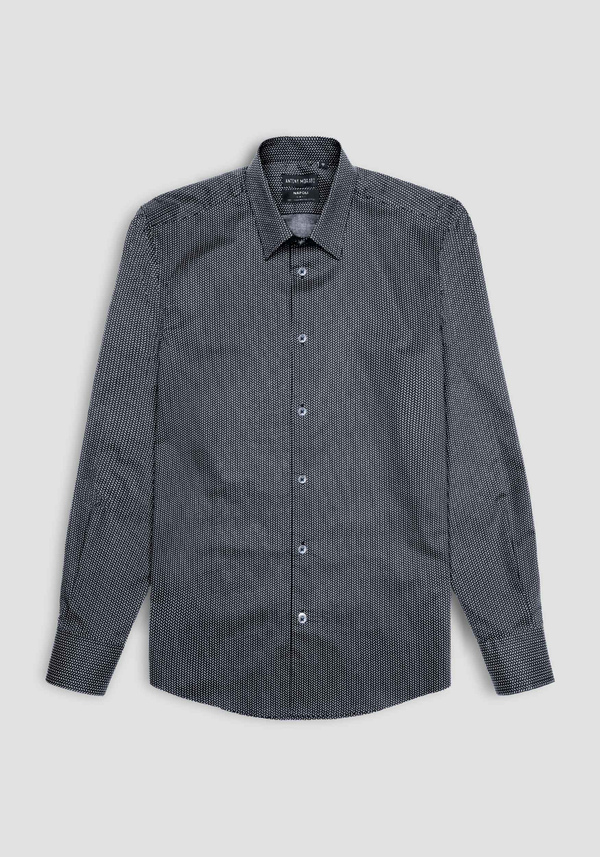 NAPOLI SLIM FIT SHIRT IN PURE SOFT TOUCH COTTON WITH MICRO-PATTERN - Antony Morato Online Shop