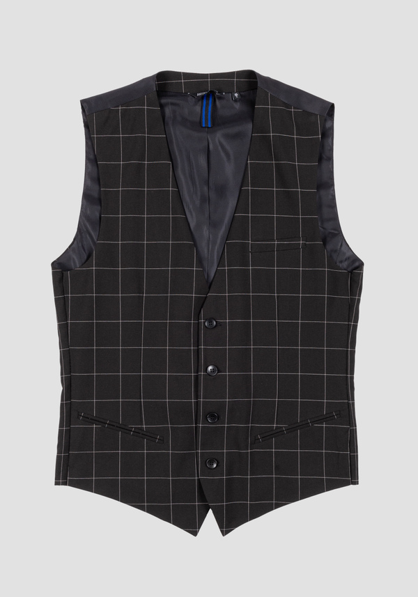 SLIM-FIT VEST MADE FROM A STRETCHY VISCOSE BLEND WITH A PINSTRIPE-EFFECT CHECK PATTERN - Antony Morato Online Shop