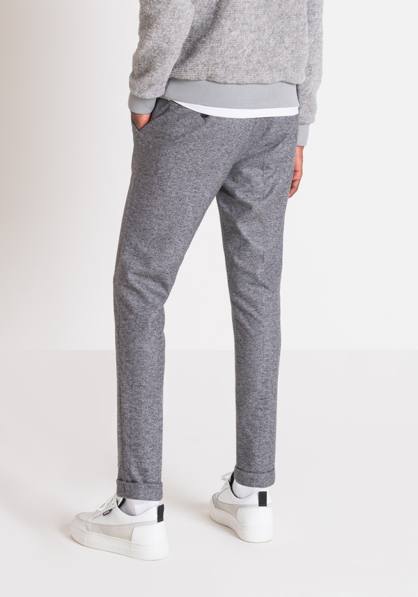 "ASHE" SUPER SKINNY FIT MÉLANGE TROUSERS WITH TURN-UP - Antony Morato Online Shop