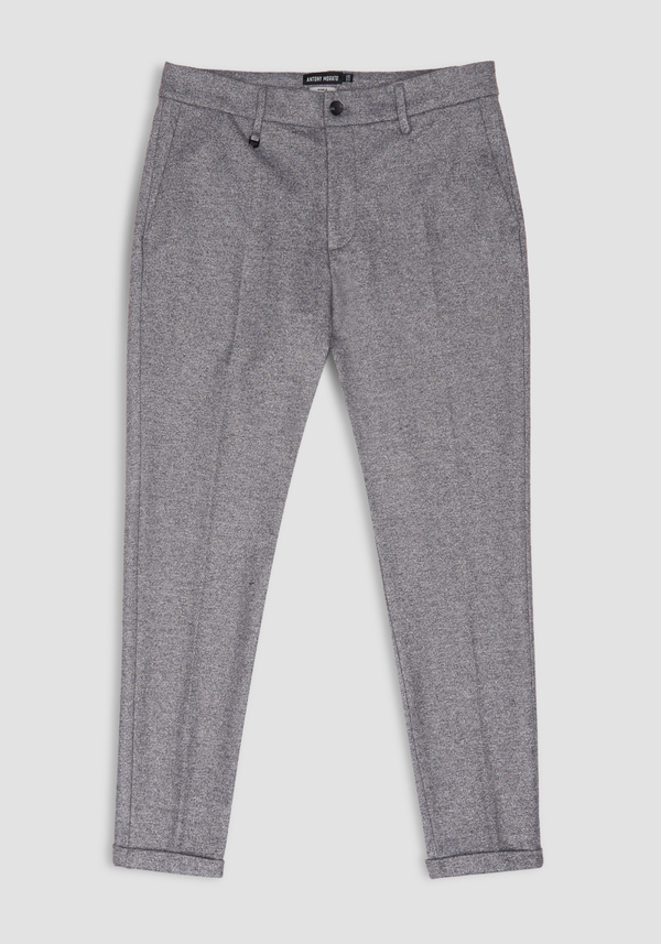 "ASHE" SUPER SKINNY FIT MÉLANGE TROUSERS WITH TURN-UP - Antony Morato Online Shop