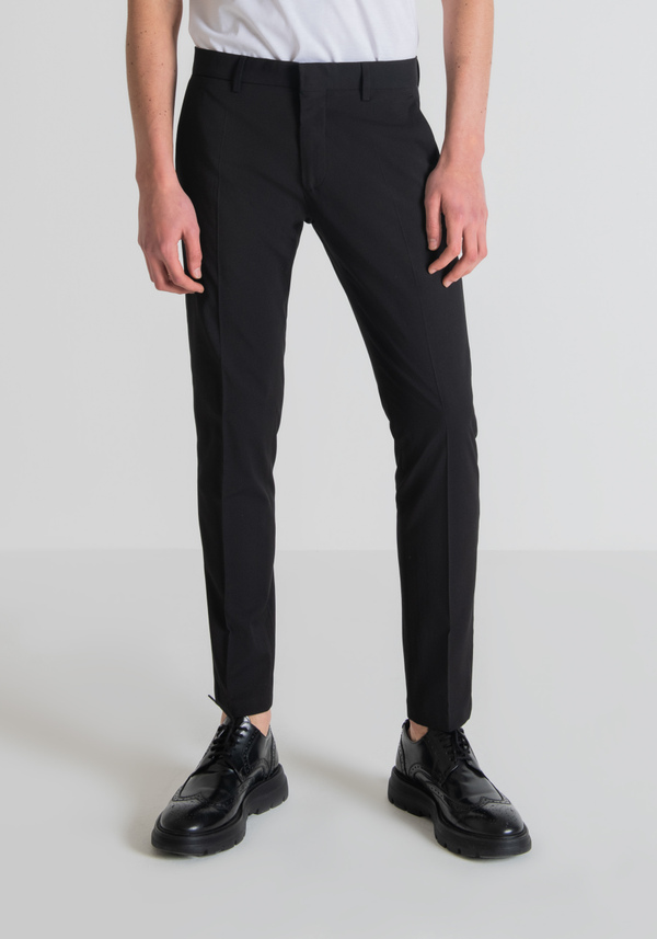 SLIM-FIT “NINA” TROUSERS WITH SIDE-BAND DETAILING IN SATIN - Antony Morato Online Shop