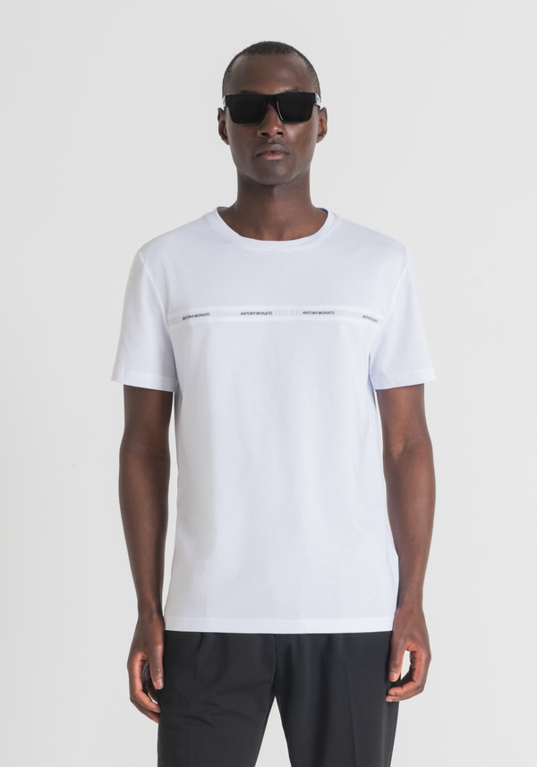 SLIM FIT T-SHIRT IN PURE COTTON WITH LOGO STRIP - Antony Morato Online Shop