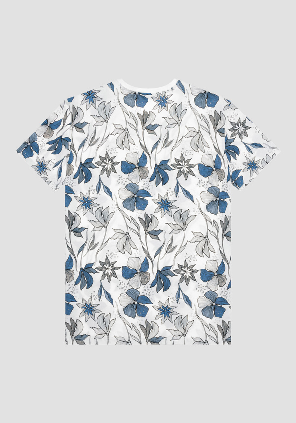 SLIM-FIT PRINTED T-SHIRT IN PURE COTTON WITH LOGO AND FLORAL PRINT - Antony Morato Online Shop