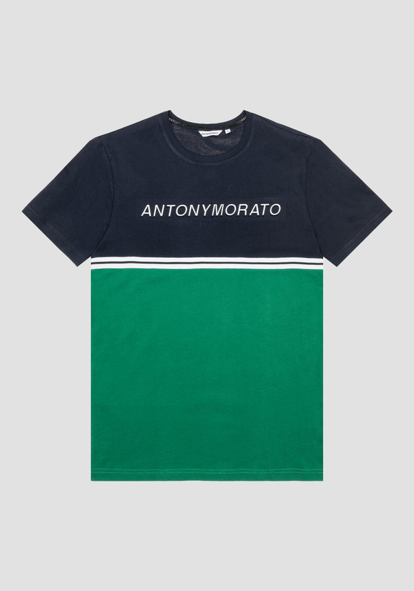 T-SHIRT SLIM FIT AUS REINER BAUMWOLLE MIT PRINT AUF DER VORDERSEITE - Antony Morato Online Shop