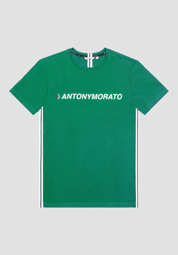 SLIM-FIT T-SHIRT IN PURE COTTON WITH RUBBERISED FRONT PRINT - Antony Morato Online Shop