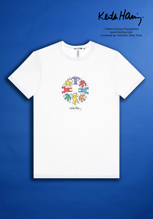 SLIM FIT T-SHIRT IN PURE COTTON WITH RUBBERISED KEITH HARING PRINT - Antony Morato Online Shop