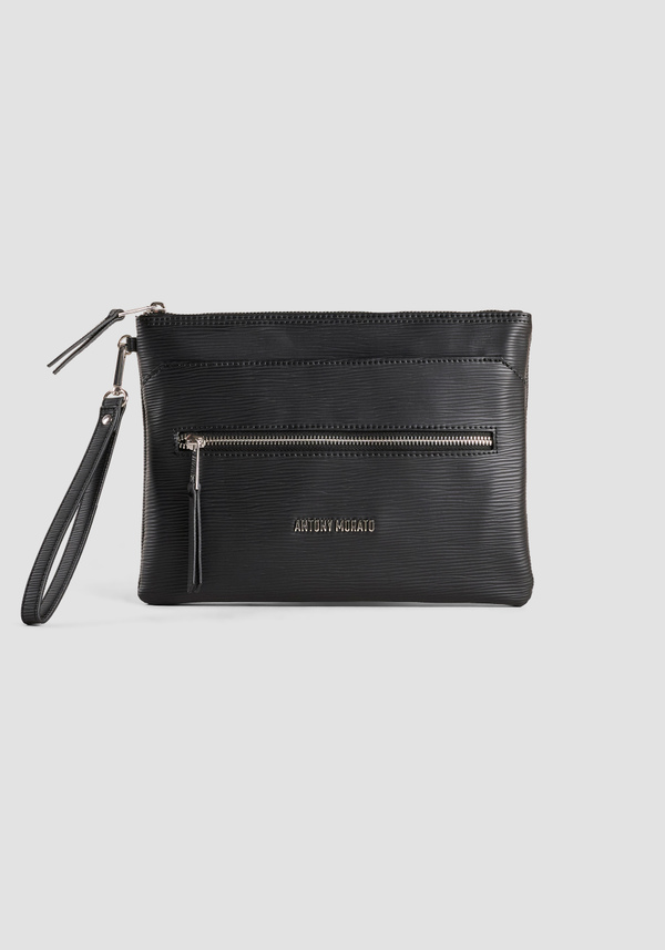POUCH IN FAUX LEATHER WITH METALLIC LETTERING LOGO - Antony Morato Online Shop