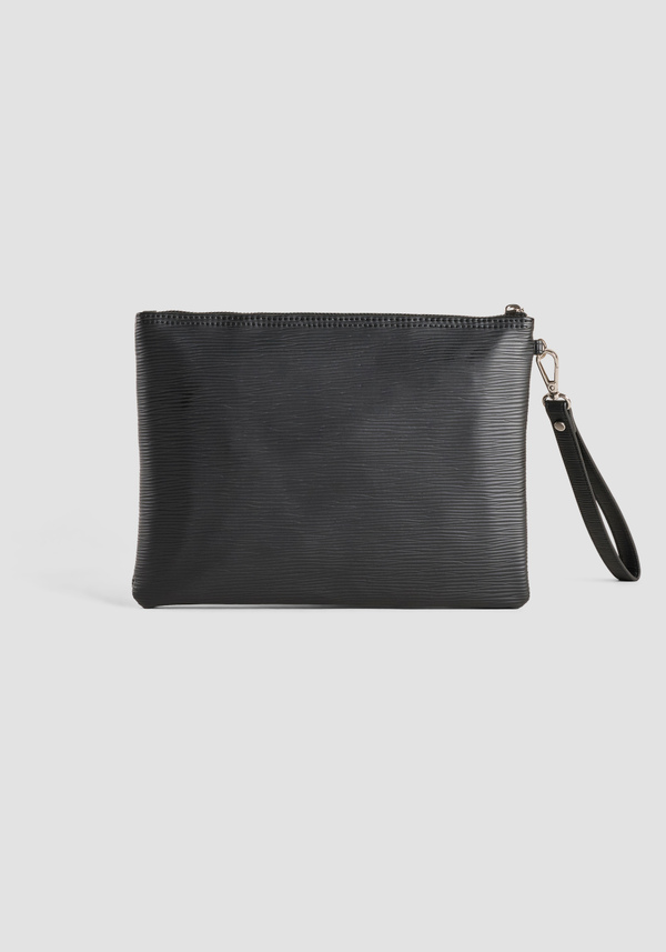 POUCH IN FAUX LEATHER WITH METALLIC LETTERING LOGO - Antony Morato Online Shop