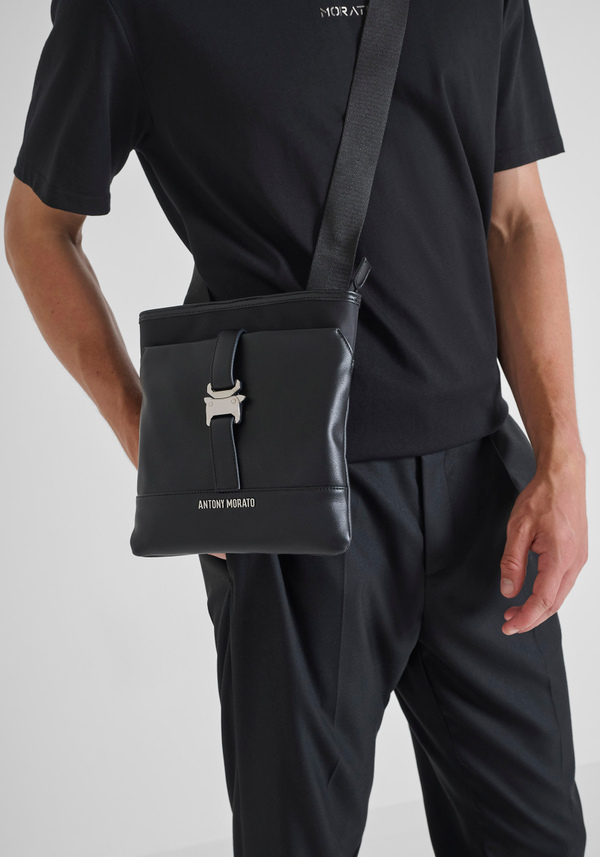 NYLON AND IMITATION LEATHER MESSENGER BAG WITH BUCKLE - Antony Morato Online Shop