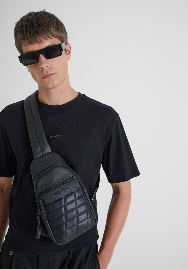 ONE SHOULDER QUILTED LEATHER IMITATION LEATHER BACKPACK - Antony Morato Online Shop