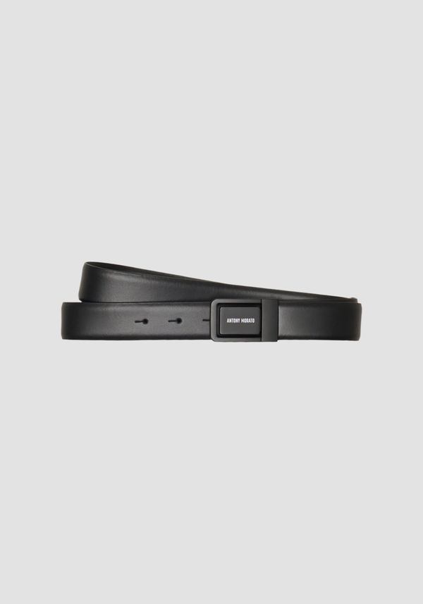 LEATHER BELT WITH LOGO PLAQUE - Antony Morato Online Shop