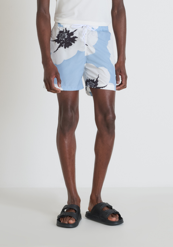 REGULAR FIT SWIMSUIT IN QUICK DRY PRINTED NYLON RUBBER PATCH - Antony Morato Online Shop