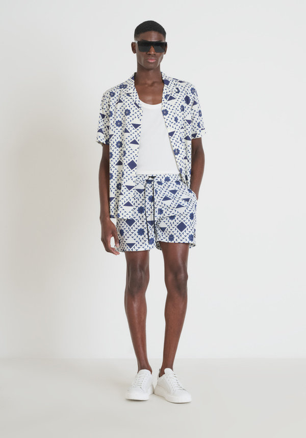 MAILLOT DE BAIN COUPE RÉGULIÈRE EN NYLON IMPRIMÉ À SÉCHAGE RAPIDE - Antony Morato Online Shop