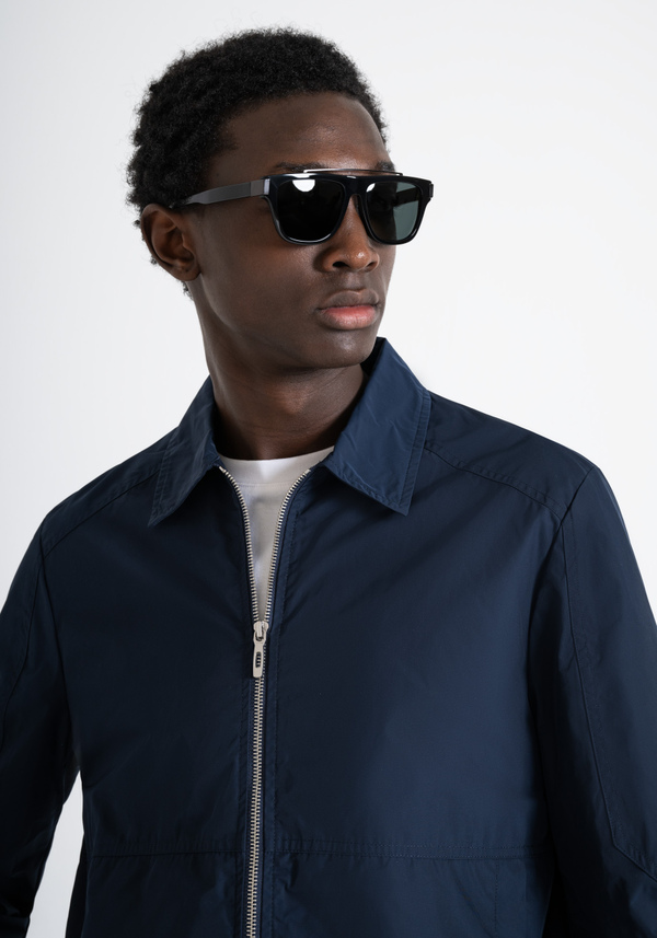 REGULAR FIT JACKET IN TECHNICAL TWILL WITH LOGO PLAQUE - Antony Morato Online Shop