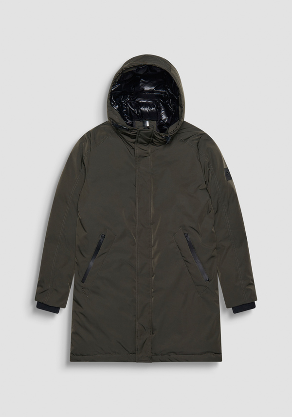 GRÜNER PARKA MIT REGULÄRER PASSFORM AUS NACHHALTIGEM POLYESTER MIT LOGO - Antony Morato Online Shop