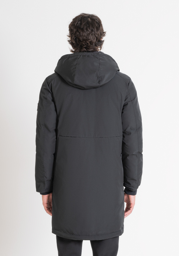 REGULAR FIT BLACK PARKA IN SUSTAINABLE POLYESTER WITH LOGO - Antony Morato Online Shop