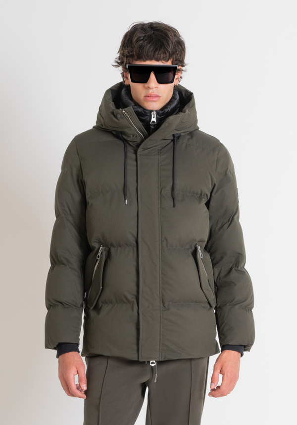 DOUDOUNE REGULAR FIT VERTE EN TISSU TECHNIQUE ET REMBOURRAGE SYNTHÉTIQUE - Antony Morato Online Shop