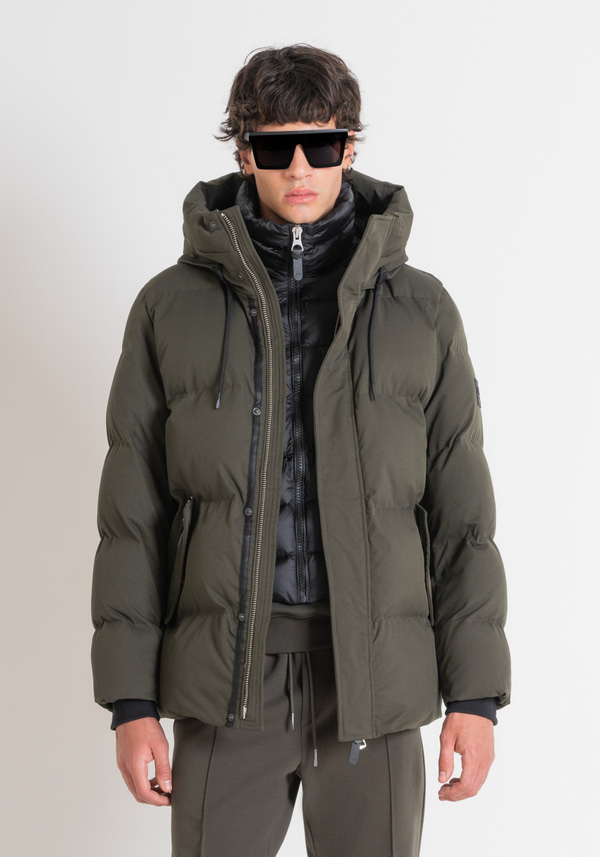 DOUDOUNE REGULAR FIT VERTE EN TISSU TECHNIQUE ET REMBOURRAGE SYNTHÉTIQUE - Antony Morato Online Shop