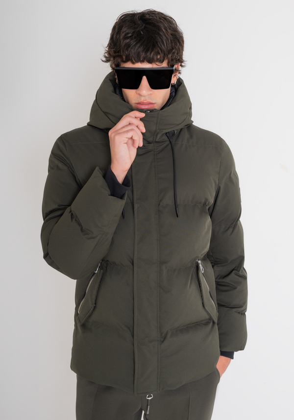 DOUDOUNE REGULAR FIT VERTE EN TISSU TECHNIQUE ET REMBOURRAGE SYNTHÉTIQUE - Antony Morato Online Shop