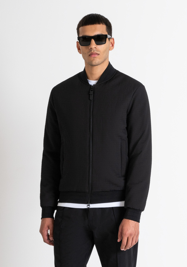 GIUBBOTTO BOMBER REGULAR FIT IN TESSUTO TECNICO NERO CON IMBOTTITURA - Antony Morato Online Shop