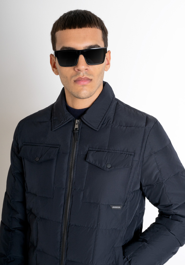 REGULAR FIT DOWN JACKET IN BLUE TECHNICAL FABRIC AND DUPONT SORONA SYNTHETIC PADDING - Antony Morato Online Shop