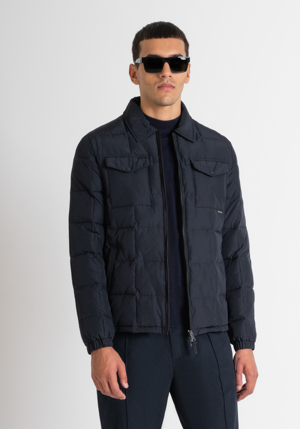 REGULAR FIT DOWN JACKET IN BLUE TECHNICAL FABRIC AND DUPONT SORONA SYNTHETIC PADDING - Antony Morato Online Shop