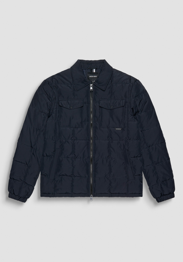 REGULAR FIT DOWN JACKET IN BLUE TECHNICAL FABRIC AND DUPONT SORONA SYNTHETIC PADDING - Antony Morato Online Shop