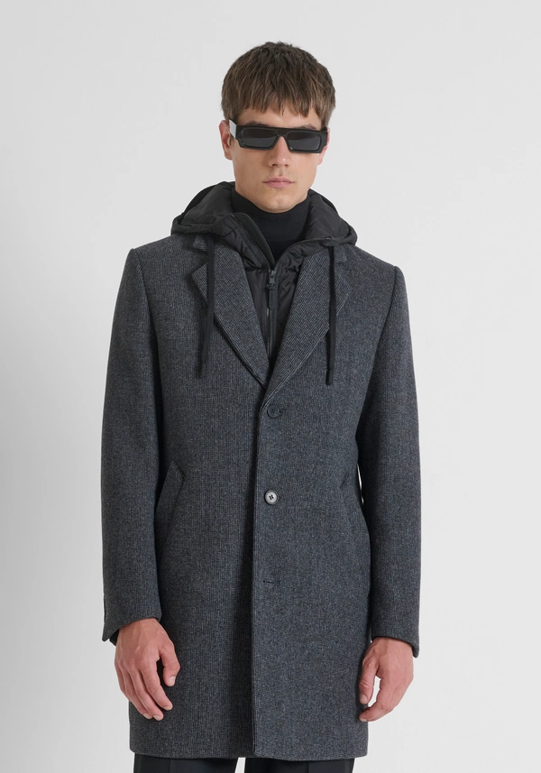 MANTEAU REGULAR FIT EN MÉLANGE LAINE AVEC REMBOURRAGE AMOVIBLE - Antony Morato Online Shop