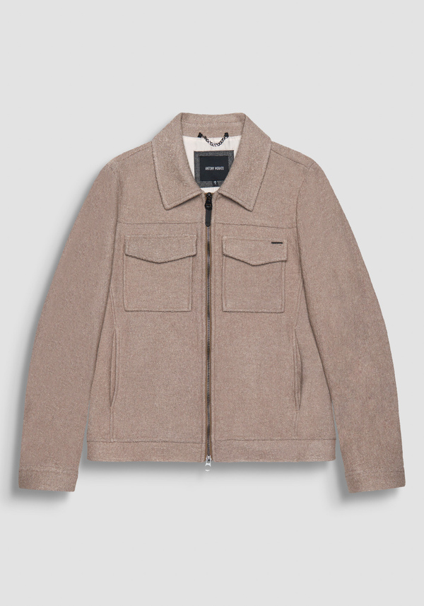 REGULAR FIT CROPPED COAT IN BEIGE WOOL BLEND - Antony Morato Online Shop