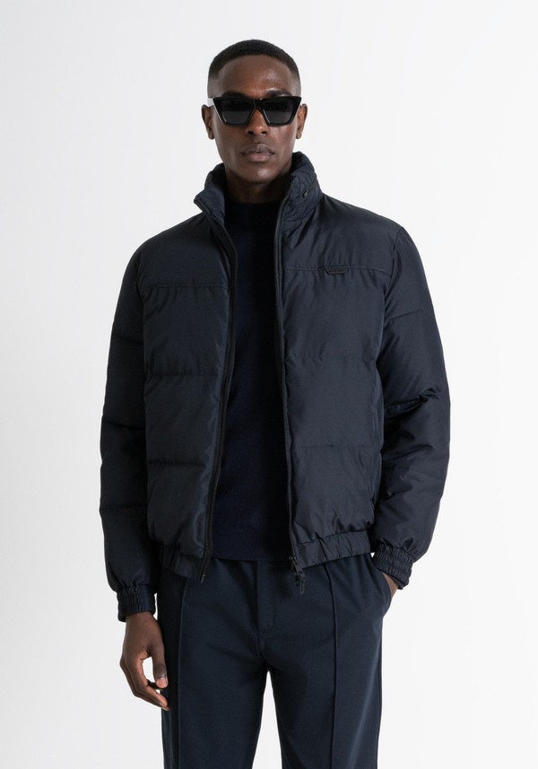 BLUE REGULAR FIT DOWN JACKET WITH DUPONT SORONA SYNTHETIC PADDING AND LOGO - Antony Morato Online Shop