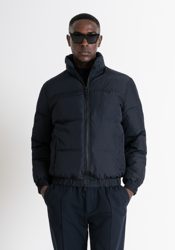 BLUE REGULAR FIT DOWN JACKET WITH DUPONT SORONA SYNTHETIC PADDING AND LOGO - Antony Morato Online Shop