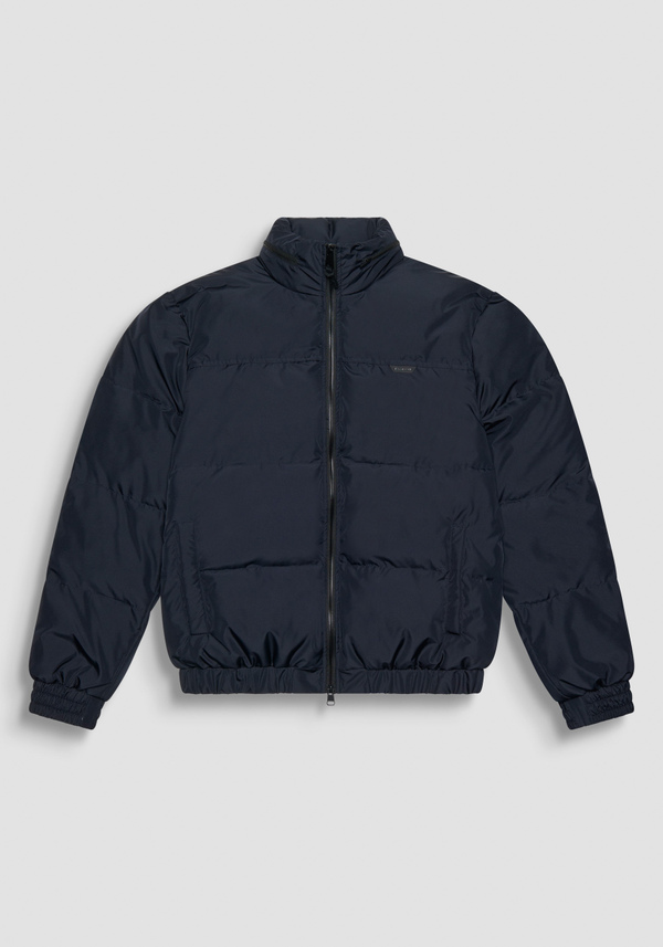 BLUE REGULAR FIT DOWN JACKET WITH DUPONT SORONA SYNTHETIC PADDING AND LOGO - Antony Morato Online Shop