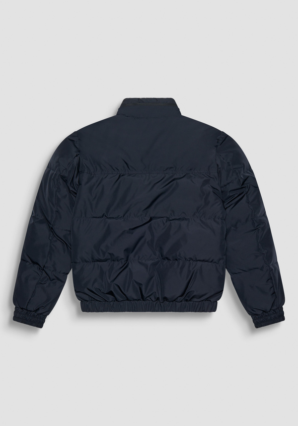 BLUE REGULAR FIT DOWN JACKET WITH DUPONT SORONA SYNTHETIC PADDING AND LOGO - Antony Morato Online Shop