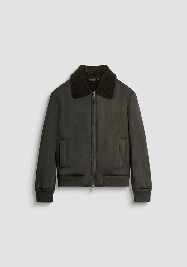 REGULAR FIT BOMBER-JACKE MIT STRICK-EINSÄTZEN UND WILDLEDER-EFFEKT STOFF - Antony Morato Online Shop