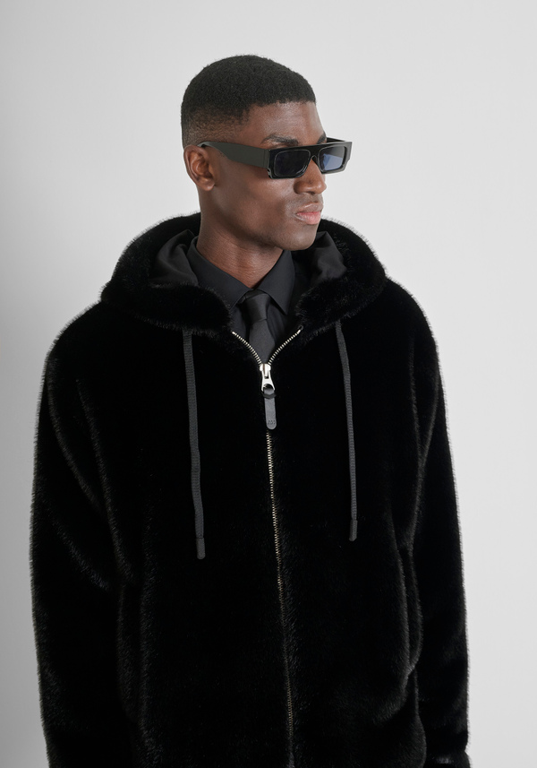RELAXED FIT JACKET WITH FAUX FUR - Antony Morato Online Shop