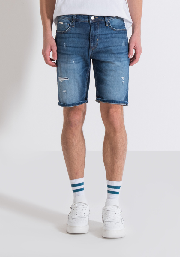 OZZY SKINNY FIT BLUE STRETCH DENIM SHORTS - Antony Morato Online Shop