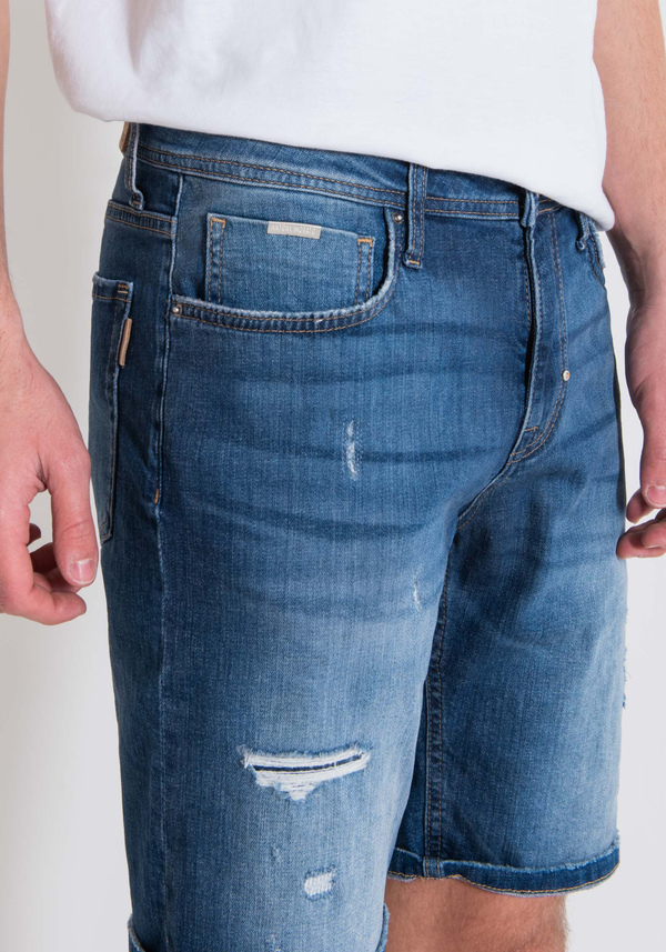 OZZY SKINNY FIT BLUE STRETCH DENIM SHORTS - Antony Morato Online Shop