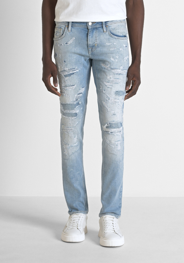 SUPER DESTROYED FIT "OZZY" RIPPED DENIM JEANS - Antony Morato Online Shop