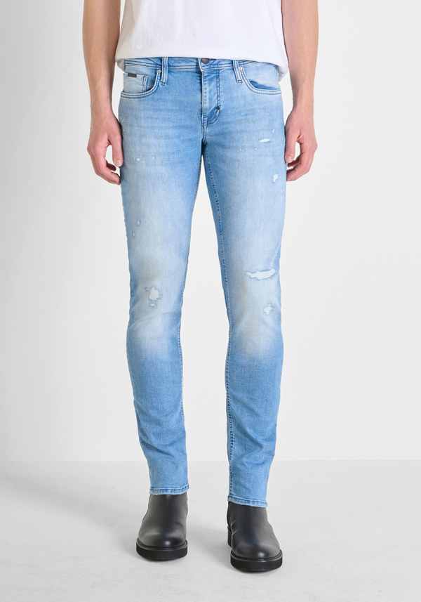 "OZZY" TAPERED FIT BLUE DENIM JEANS - Antony Morato Online Shop