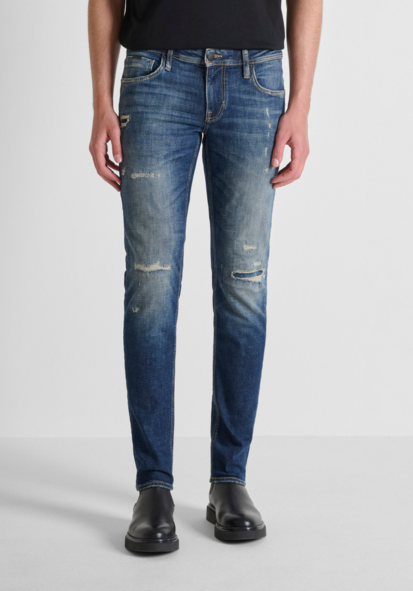 "OZZY" TAPERED FIT JEANS IN FADED STRETCH DENIM - Antony Morato Online Shop