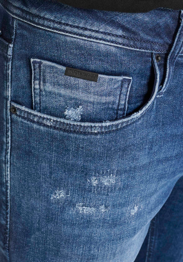 JEANS „OZZY" TAPERED FIT AUS TITAN BLUE DENIM MIT FADING - Antony Morato Online Shop
