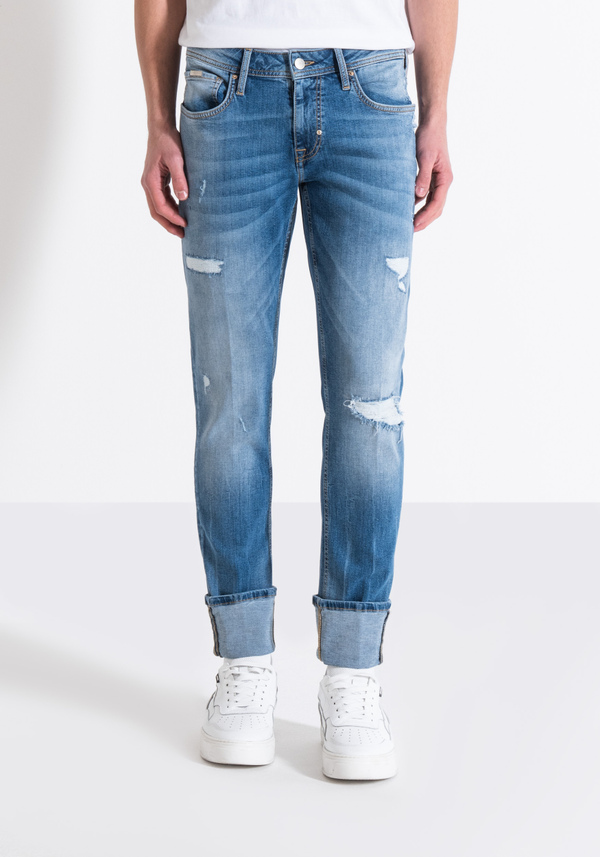 SUPER SKINNY FIT "PAUL" JEANS IN STRETCH DENIM WITH LAPELS - Antony Morato Online Shop