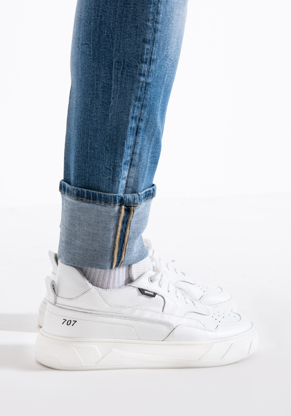 SUPER SKINNY FIT "PAUL" JEANS IN STRETCH DENIM WITH LAPELS - Antony Morato Online Shop