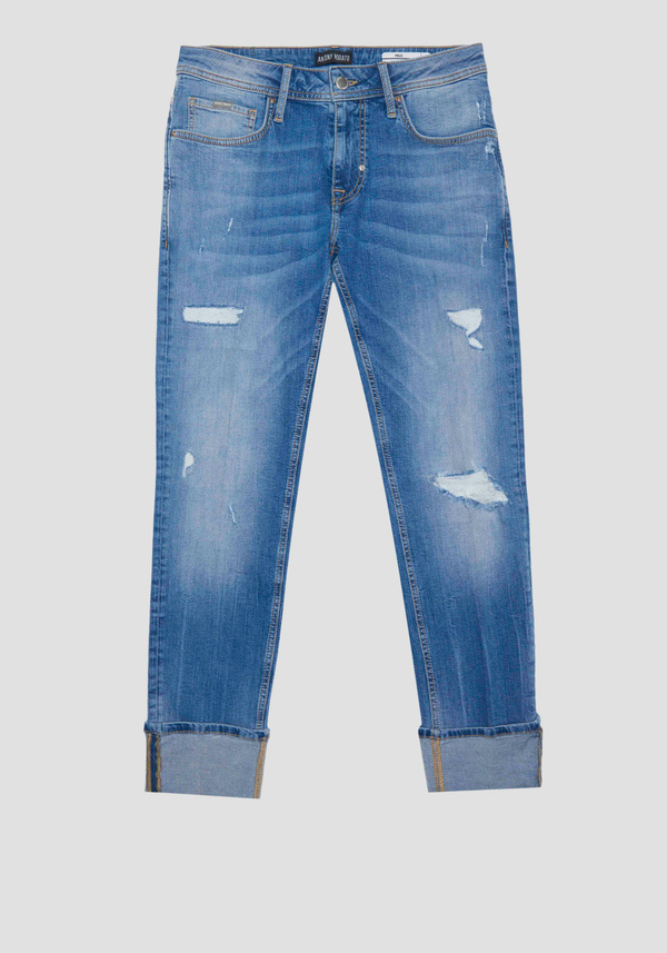 SUPER SKINNY FIT "PAUL" JEANS IN STRETCH DENIM WITH LAPELS - Antony Morato Online Shop