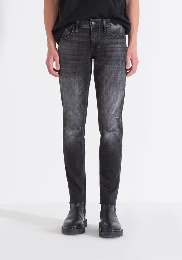SUPER SKINNY FIT "MERCURY" JEANS IN BLACK VINTAGE-EFFECT DENIM - Antony Morato Online Shop